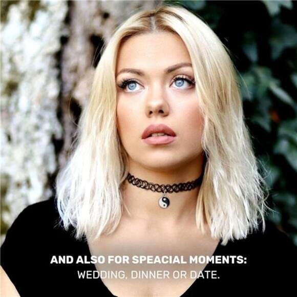 BodyJ4You 2PC Tattoo Choker Necklace - 90s Choker Necklace Women - 2000s Y2K - Picture 5 of 8